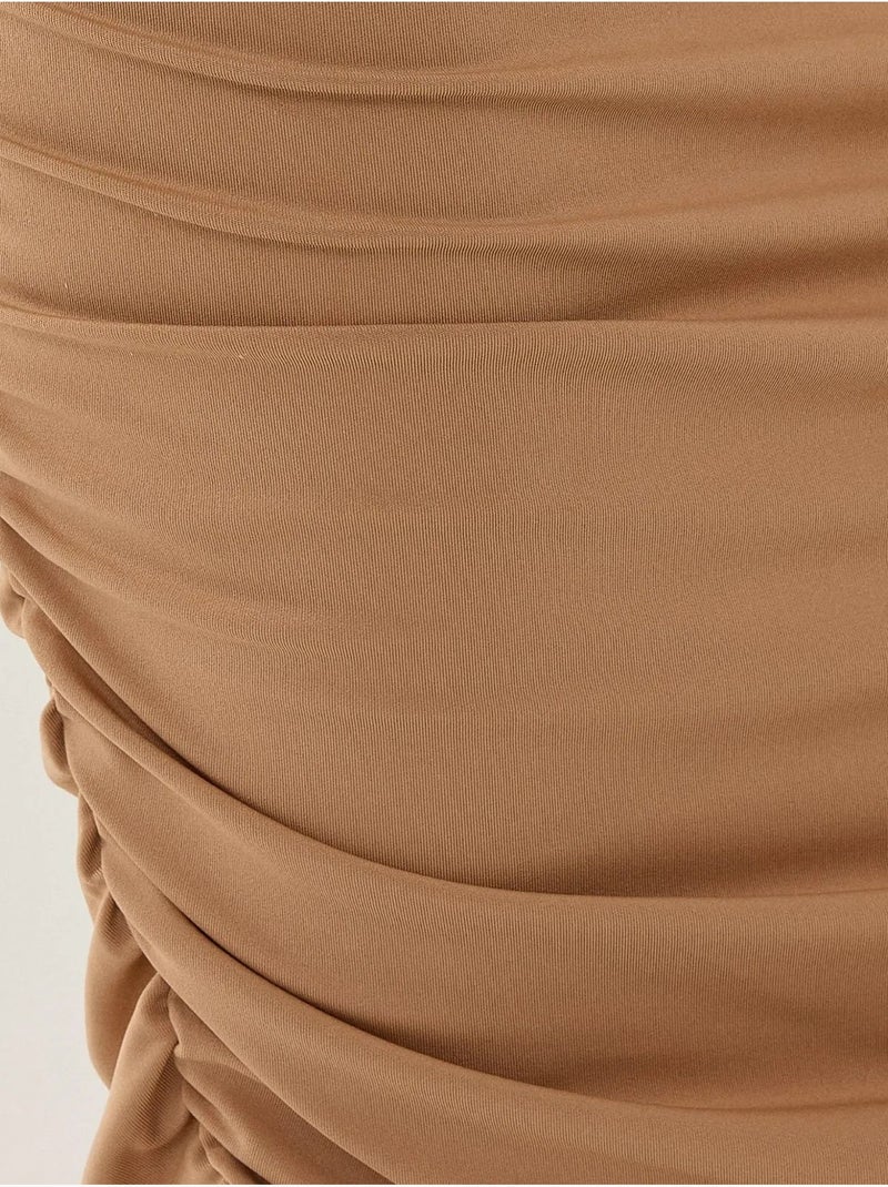 Jupe midi froncée Beige naturel - Kiabi