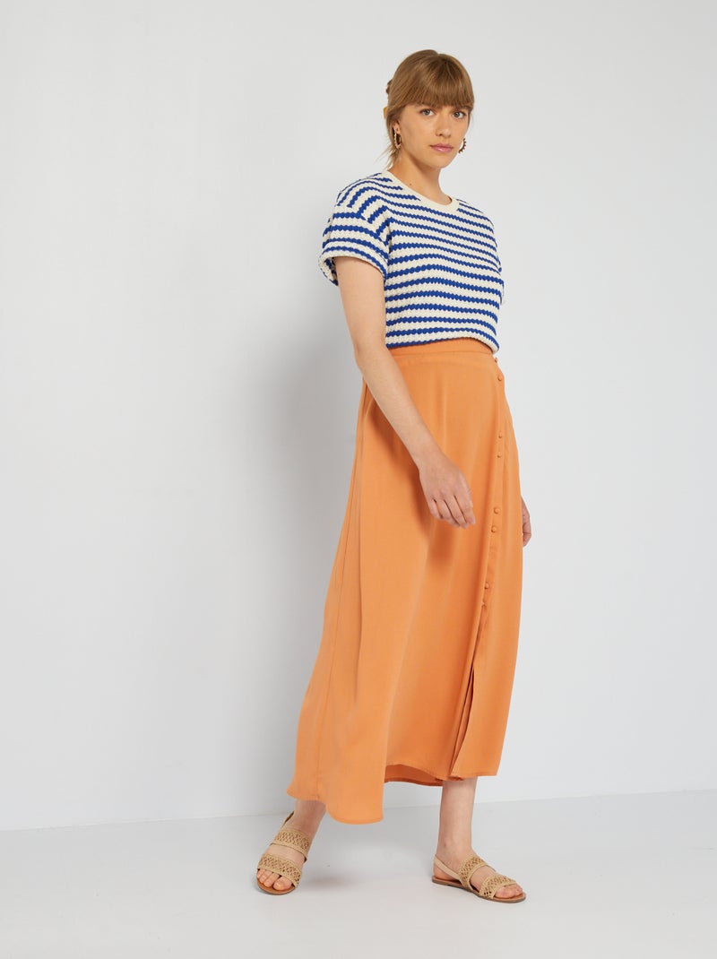 Jupe midi georgette Orange - Kiabi