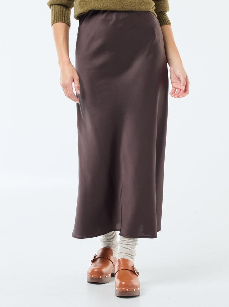 Jupe midi légère Marron - Kiabi