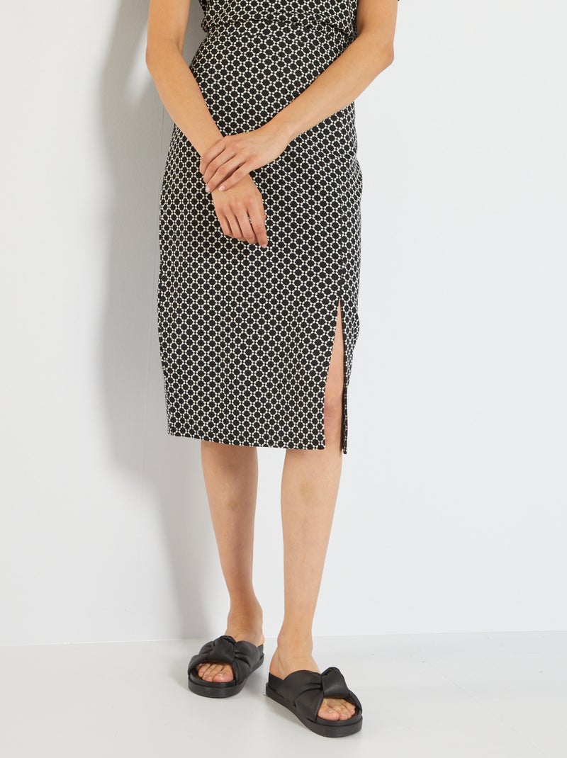 Jupe midi maille jacquard Noir - Kiabi