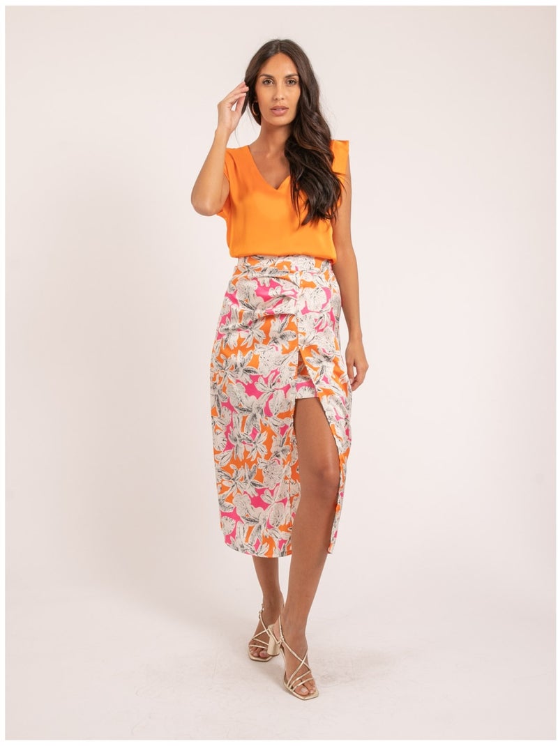 Jupe midi motifs XAMA Rose - Kiabi