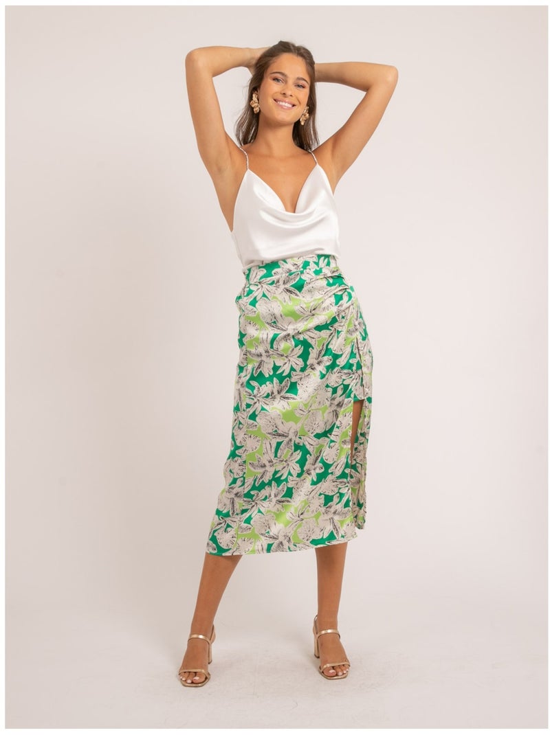 Jupe midi motifs XAMA Vert - Kiabi
