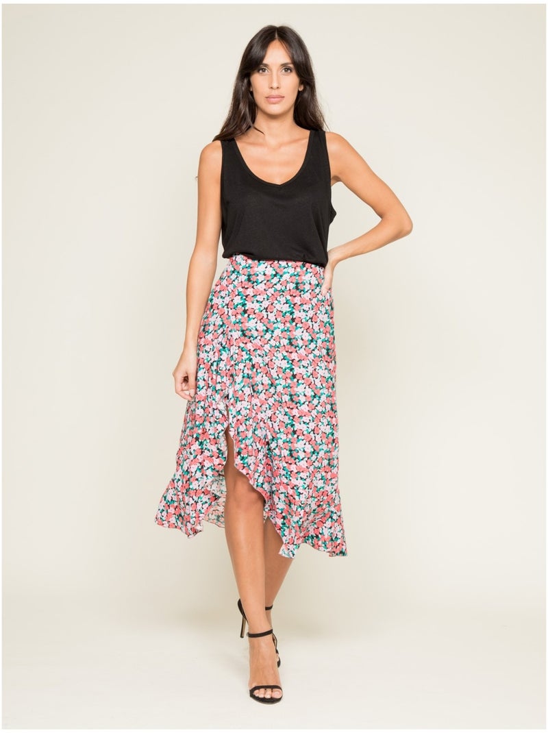 Jupe midi motifs XILAND Rose - Kiabi