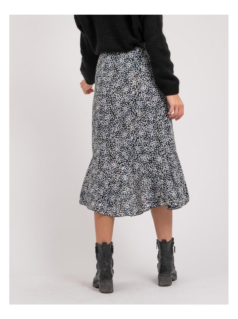 Jupe midi motifs XISSA Bleu - Kiabi