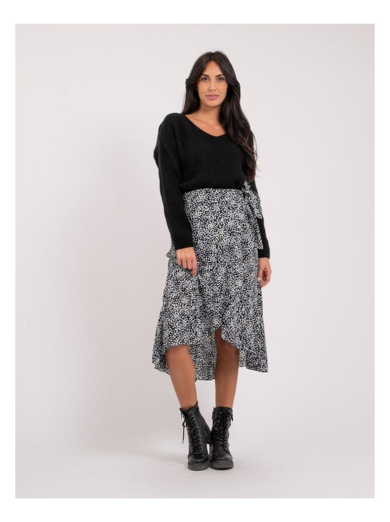 Jupe midi motifs XISSA Bleu - Kiabi