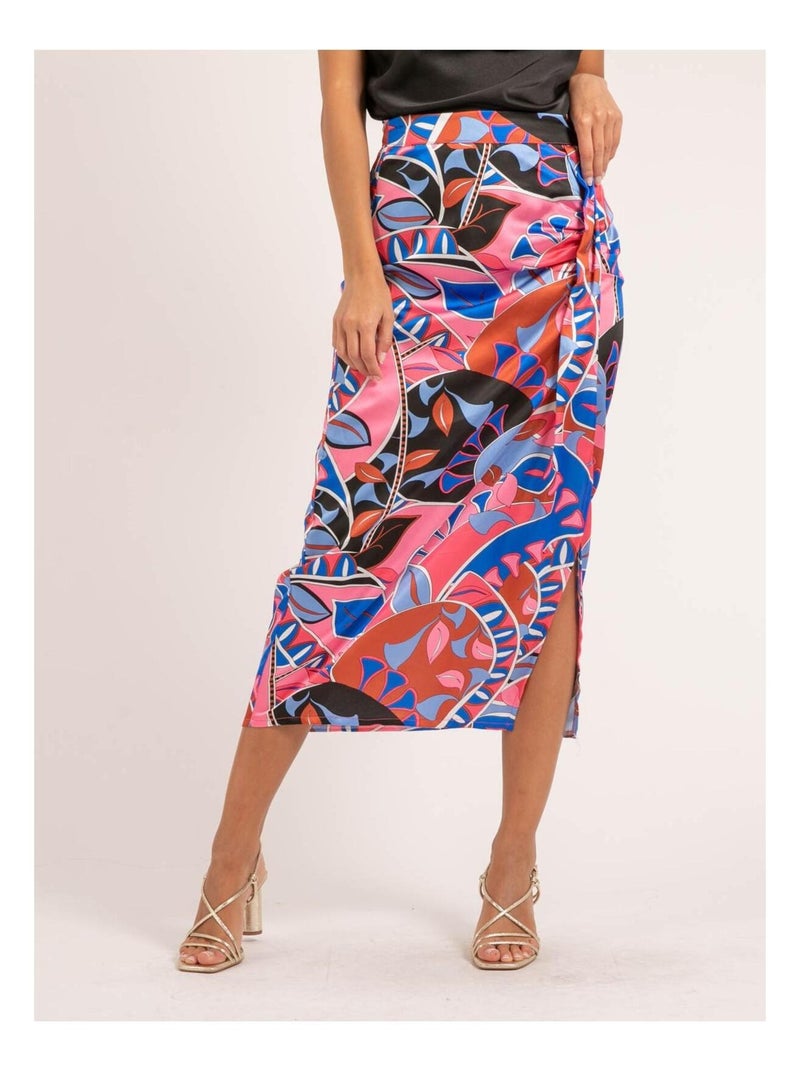 Jupe midi motifs XISSY Bleu - Kiabi