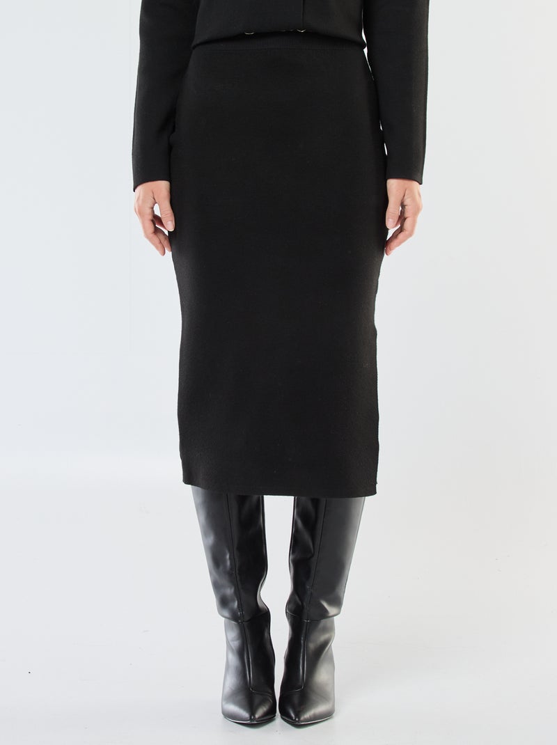 Jupe Noire Moulante Taille L - Matière Slinky Knit, Longueur 37 Pouces, Style Fluide - Occasion TB