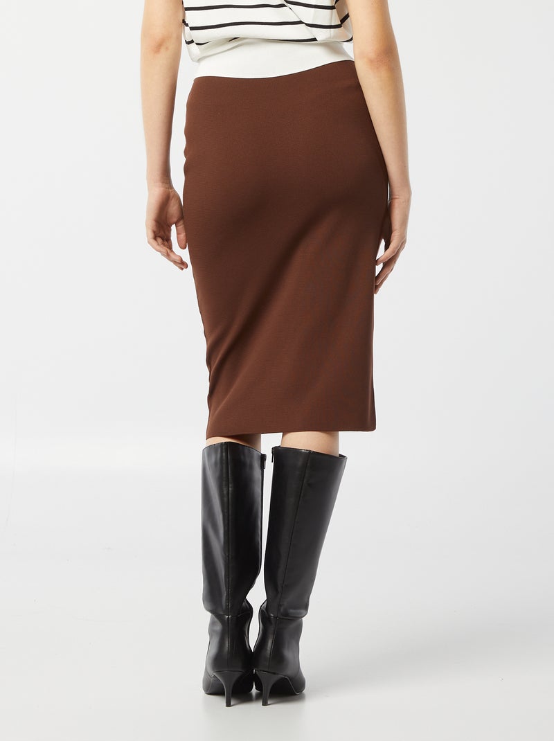 Jupe midi moulante marron - Kiabi