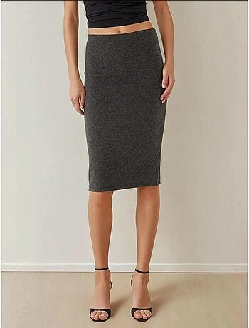Jupe midi moulante taille haute