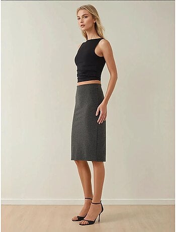 Jupe midi moulante taille haute