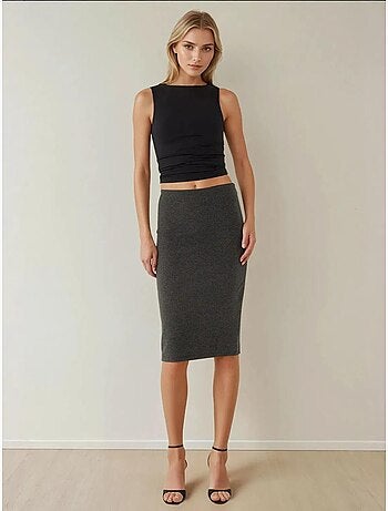 Jupe midi moulante taille haute