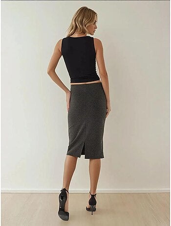 Jupe midi moulante taille haute