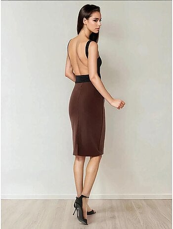Jupe midi moulante taille haute