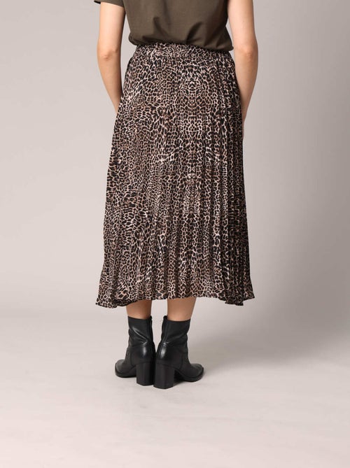 Jupe midi plissée à imprimé léopard 'Deeluxe' - Kiabi
