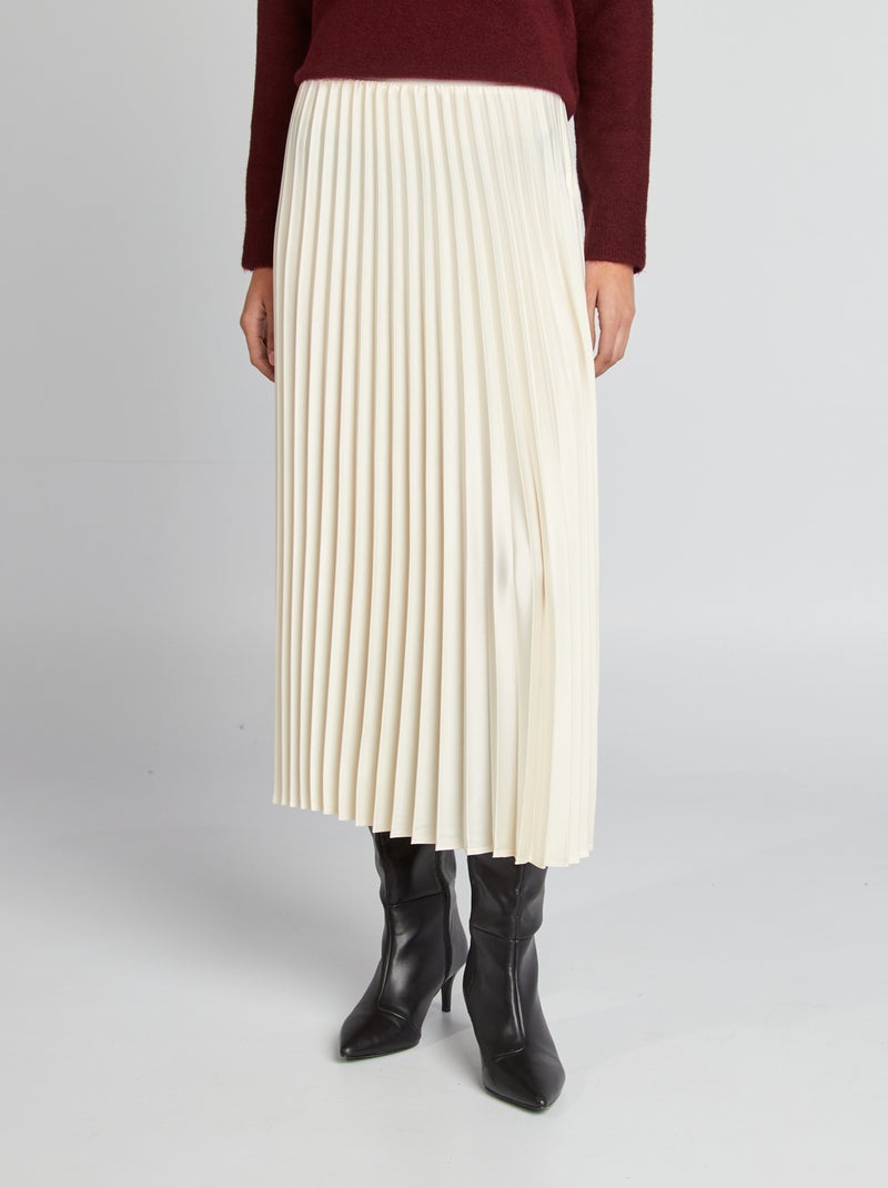 Jupe midi plissée beige - Kiabi