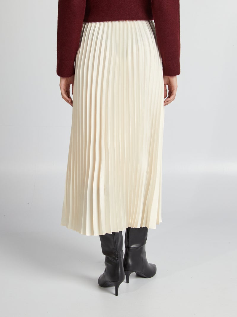 Jupe midi plissée beige - Kiabi