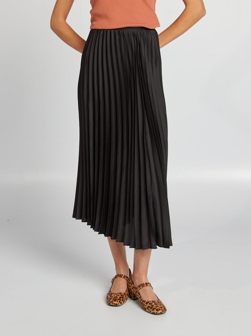 Jupe midi plissée noir - Kiabi