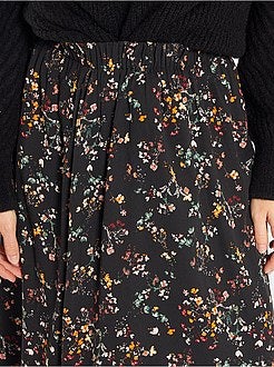 Jupe longue avec fronces à la taille en tissu à effet froissé :: - Online fashion store