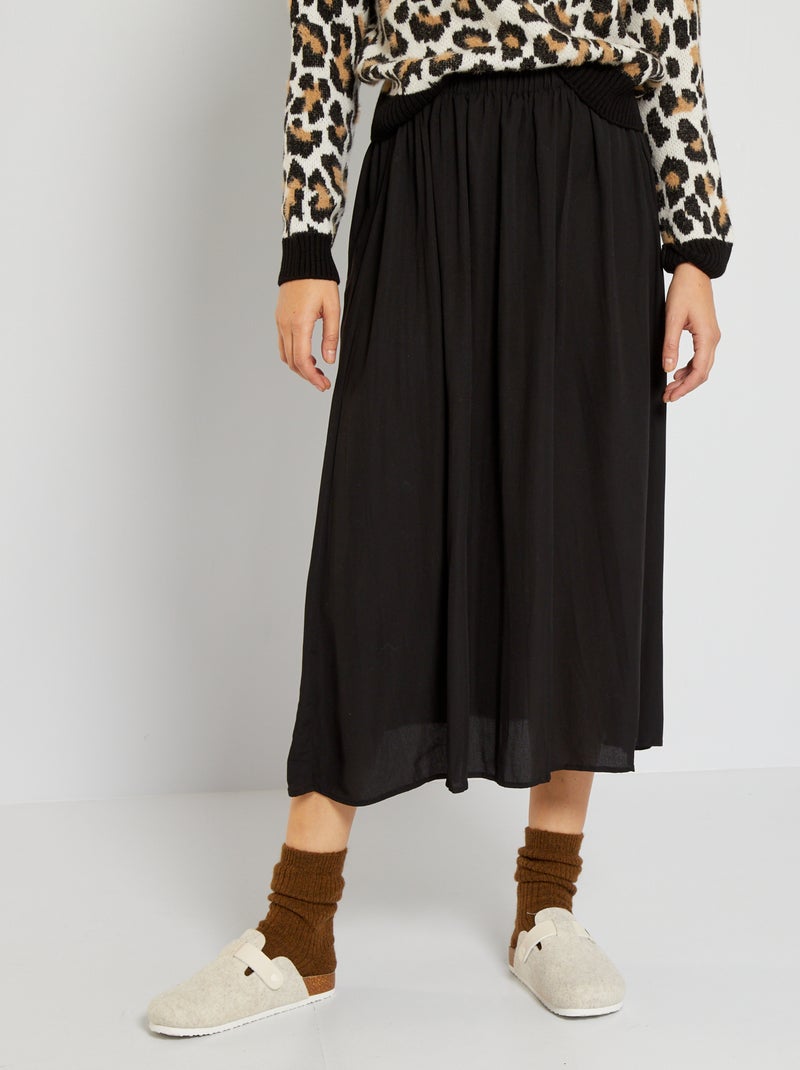 Jupe midi plissée noir uni - Kiabi