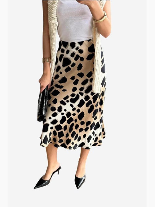 Jupe midi rayée léopard mixray - Kiabi Jupe midi rayée léopard mixray - Kiabi