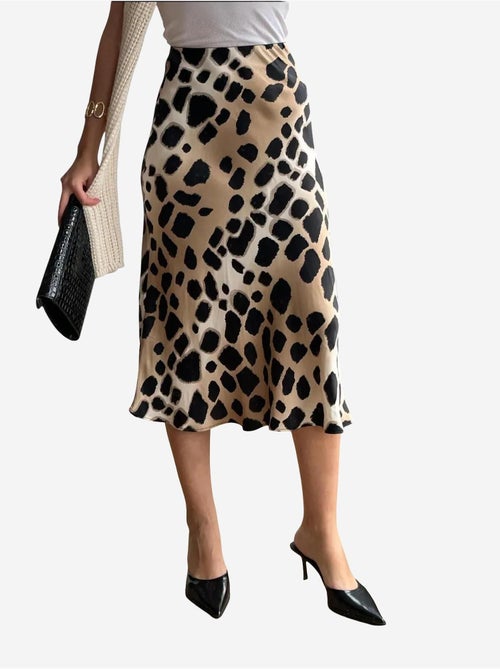Jupe midi rayée léopard mixray - Kiabi Jupe midi rayée léopard mixray - Kiabi