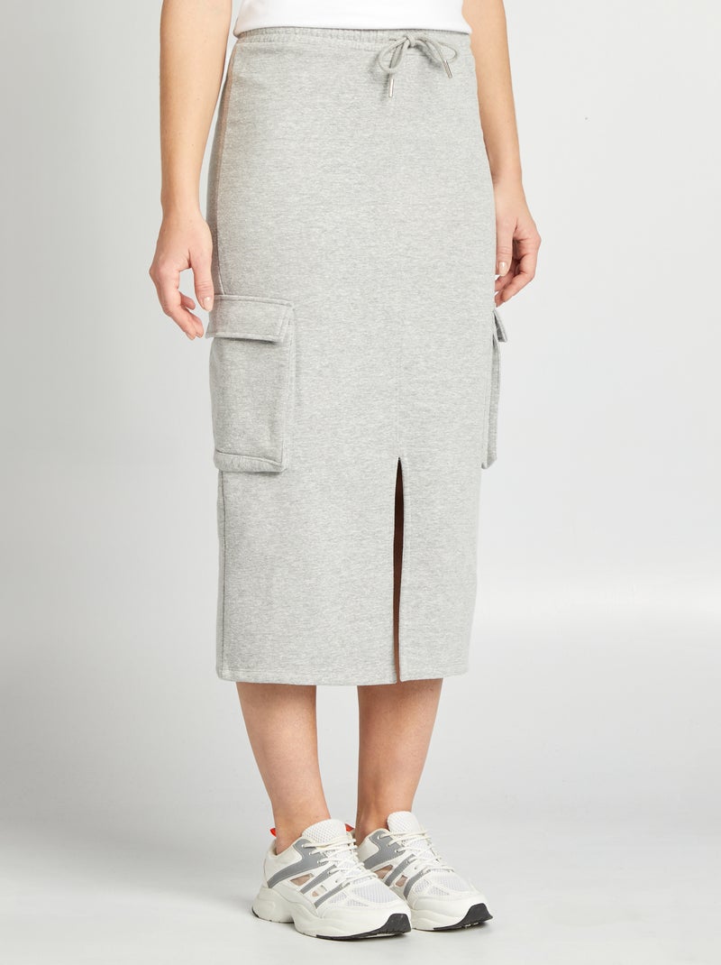 Jupe midi style jogging avec poches Gris - Kiabi