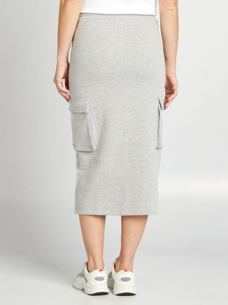 Jupe midi style jogging avec poches Gris - Kiabi