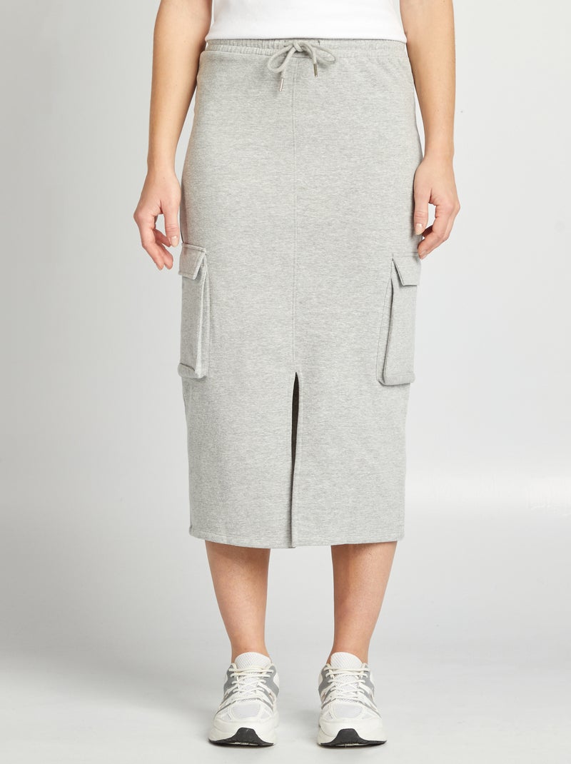 Jupe midi style jogging avec poches Gris - Kiabi