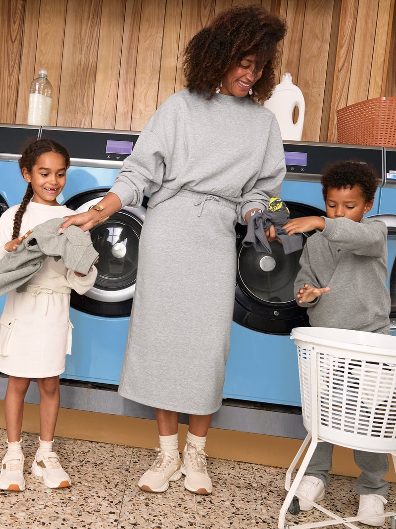 Jupe midi style jogging Gris - Kiabi