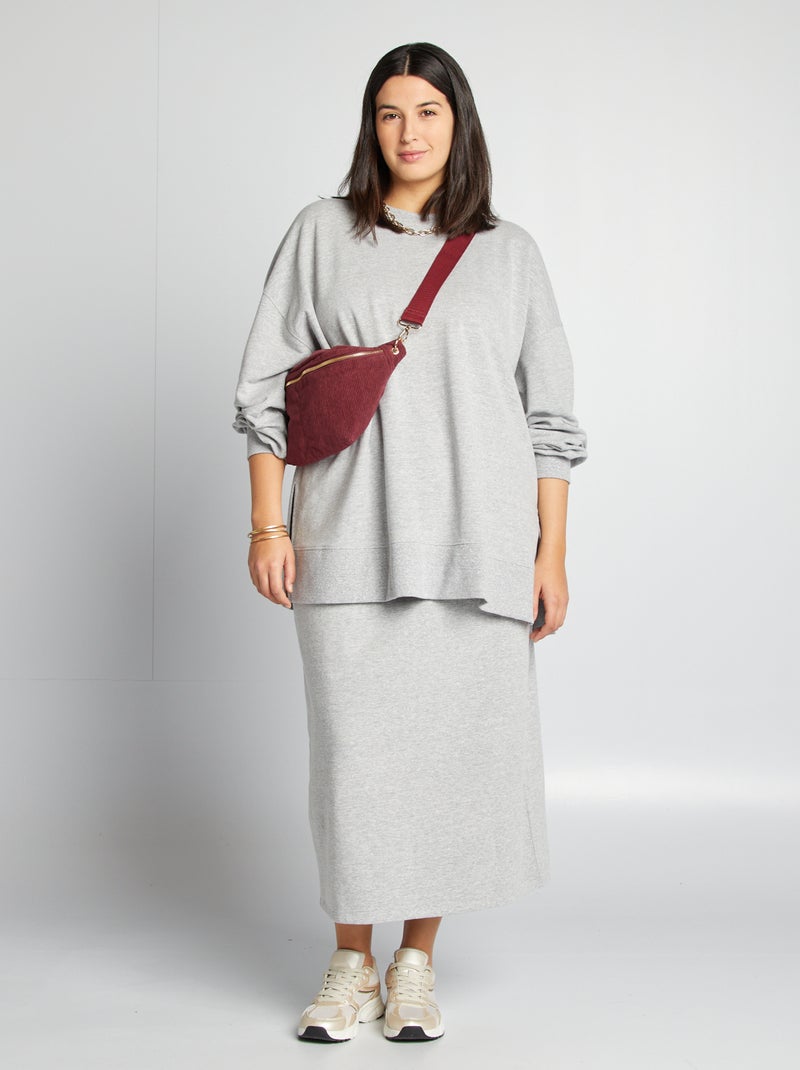 Jupe midi style jogging Gris - Kiabi