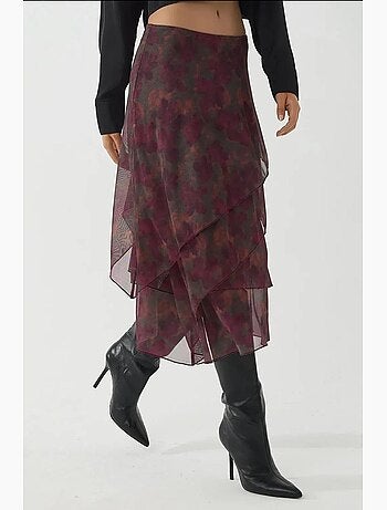 Jupe midi taille haute à imprimé floral hiccup