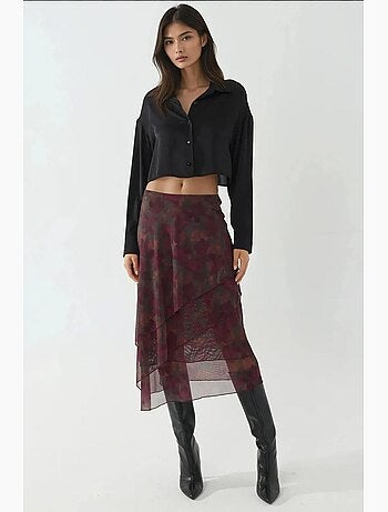 Jupe midi taille haute à imprimé floral hiccup
