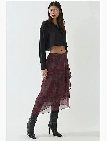 Jupe midi taille haute à imprimé floral hiccup