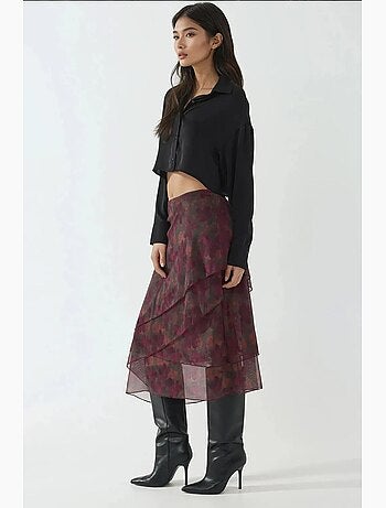 Jupe midi taille haute à imprimé floral hiccup
