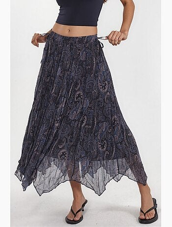Jupe midi taille haute à motif cachemire hiccup