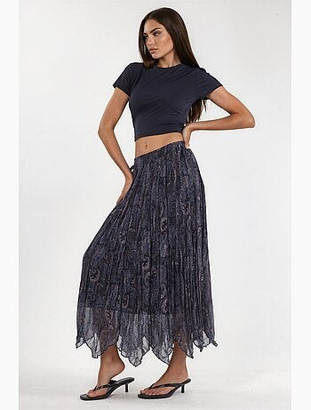 Jupe midi taille haute à motif cachemire hiccup