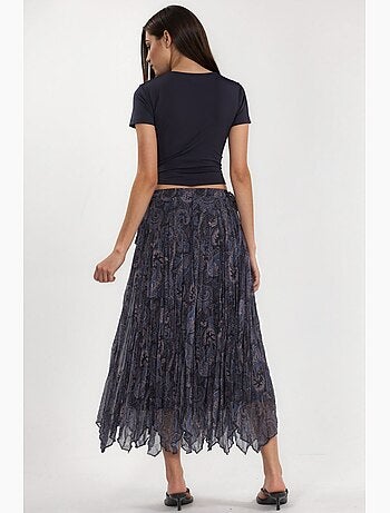 Jupe midi taille haute à motif cachemire hiccup