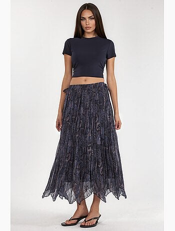 Jupe midi taille haute à motif cachemire hiccup