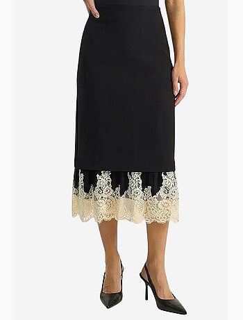 Jupe midi taille haute à motif dentelle lucci