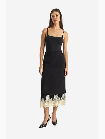 Jupe midi taille haute à motif dentelle lucci