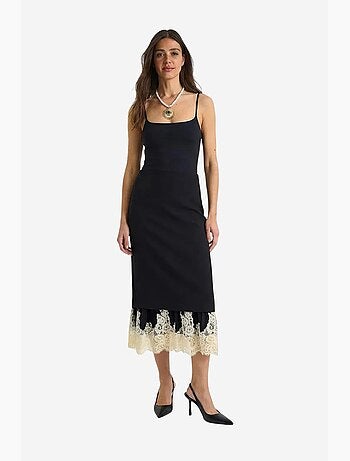 Jupe midi taille haute à motif dentelle lucci