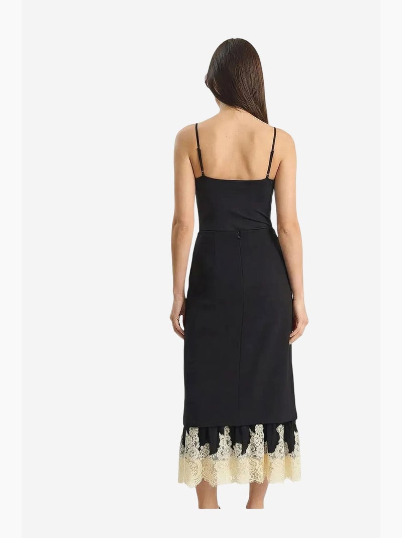 Jupe midi taille haute à motif dentelle lucci Noir - Kiabi