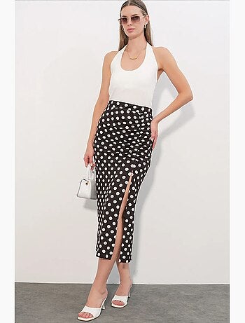 Jupe midi taille haute à pois bdart