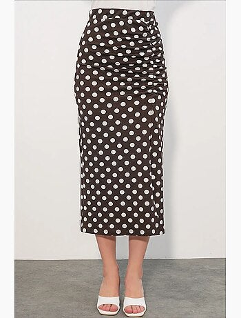 Jupe midi taille haute à pois bdart