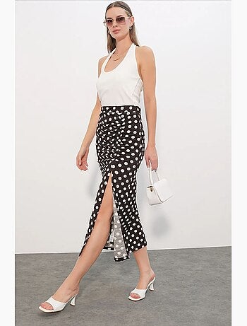 Jupe midi taille haute à pois bdart