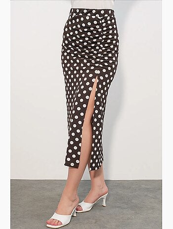 Jupe midi taille haute à pois bdart