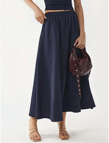 Jupe midi taille haute avec élastique busem