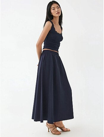 Jupe midi taille haute avec élastique busem