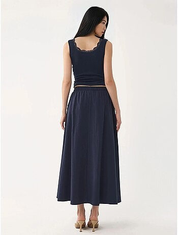 Jupe midi taille haute avec élastique busem