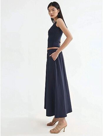 Jupe midi taille haute avec élastique busem